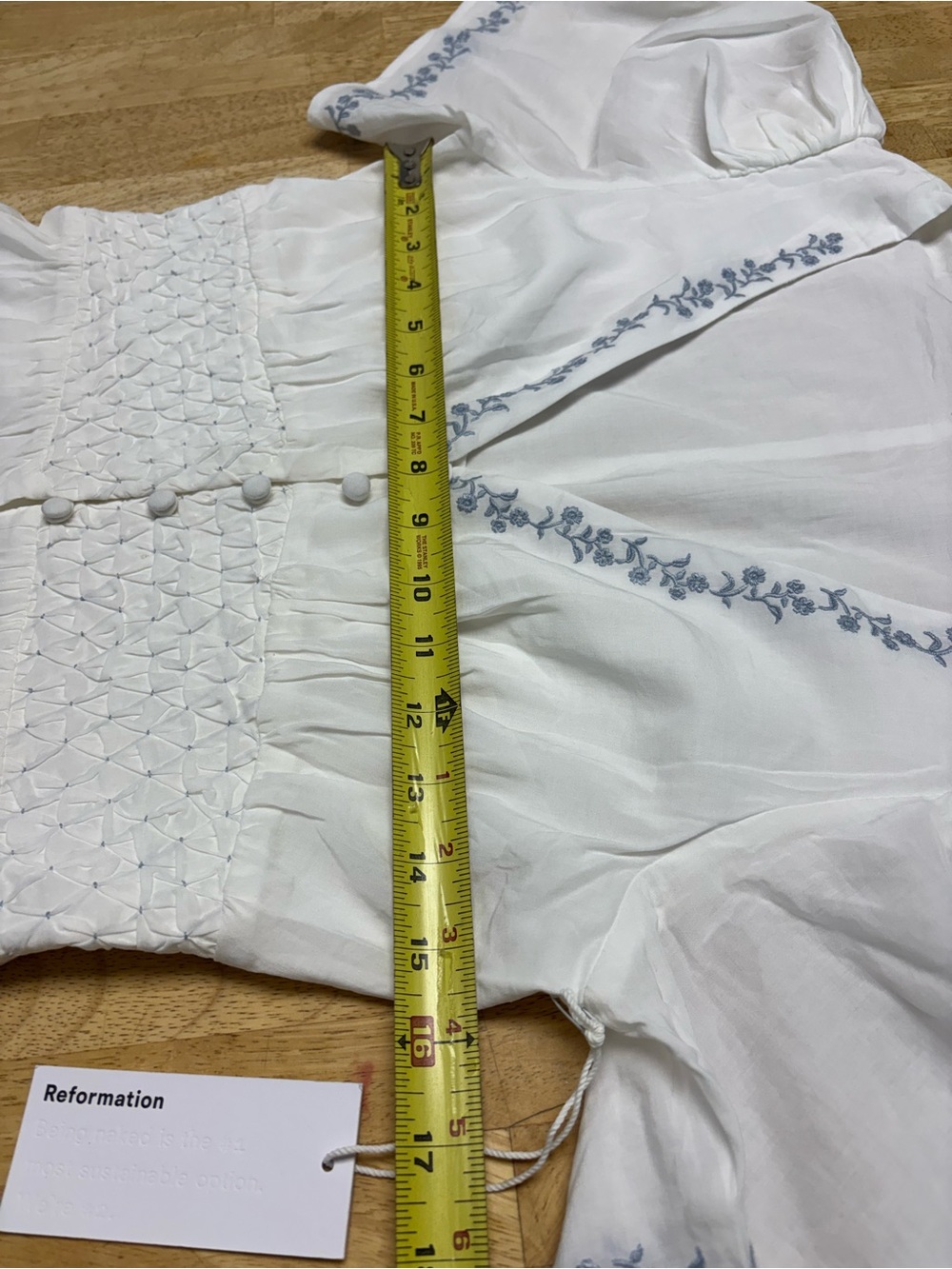 NWT Reformation White Maxi Dress with Blue Floral Embroidery - Picture 8 of 10